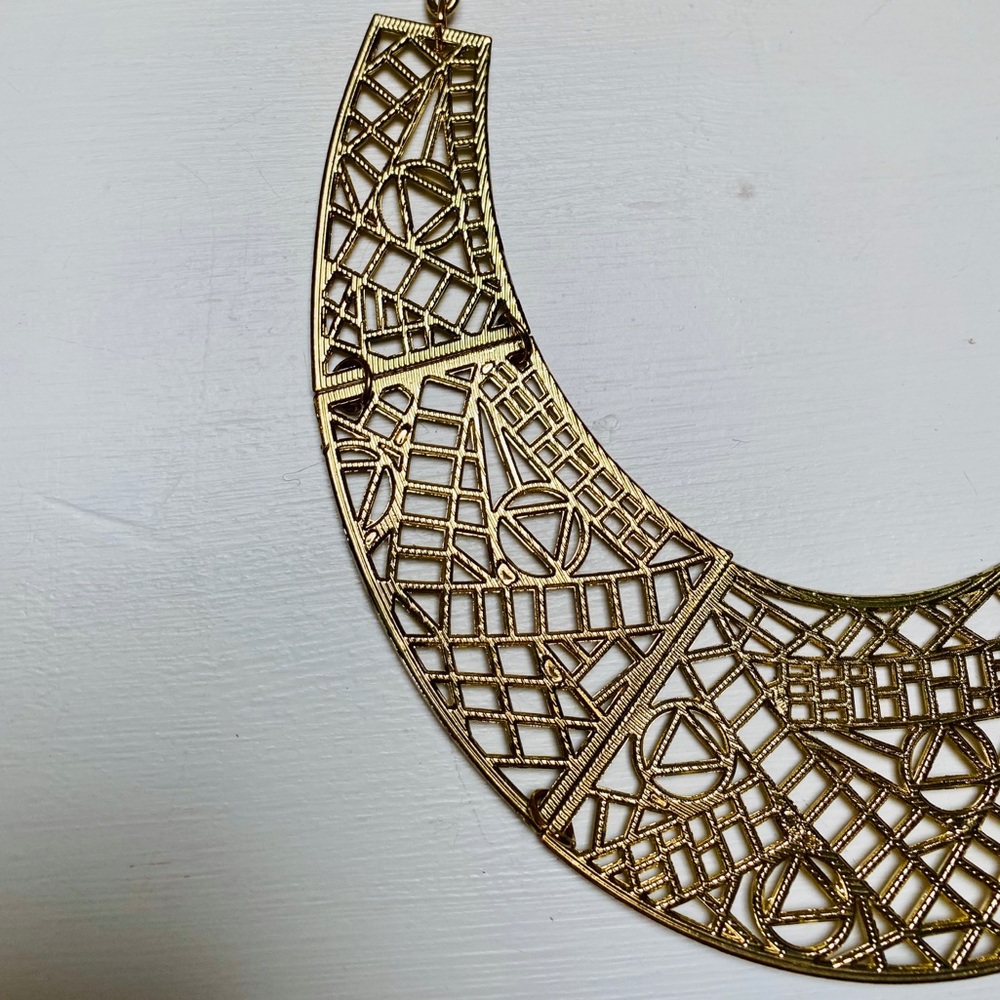Geometric Statement Necklace in Gold - Picture 6 of 9